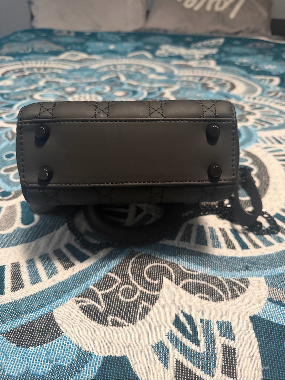 Dior Matte Black Quilted Mini Lady Bag with Chain Strap - Picture 3 of 6